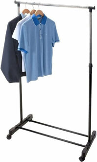Mobiel kledingrek verstelbaar - op wielen - zwart - 160 cm
