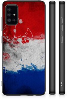 Mobiel TPU Hard Case Samsung Galaxy A51 Telefoon Hoesje met Zwarte rand Nederlandse Vlag