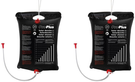 Mobiele douche waterzak - Set van 2x stuks - 20 liter - solar - camping reisdouche - noodpakket - ka