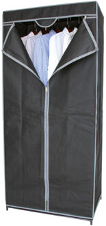 Mobiele kledingkast met hang stang - opvouwbaar - grijs - 70 x 45 x 160 cm - Campingkledingkasten