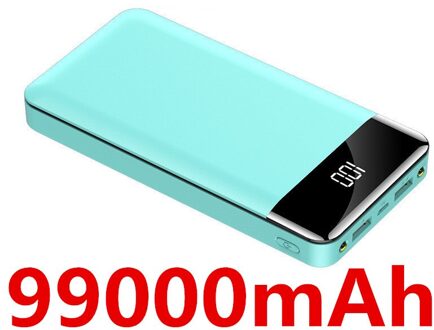 Mobiele Power Bank 99000Mah Draagbare Opladen Oplader Mobiele Power Bank 10000 Mah Mobiele Telefoon Externe Batterij Poverbank Fo groen-99000mAh