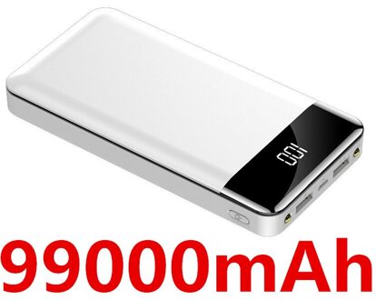 Mobiele Power Bank 99000Mah Draagbare Opladen Oplader Mobiele Power Bank 10000 Mah Mobiele Telefoon Externe Batterij Poverbank Fo wit-99000mAh