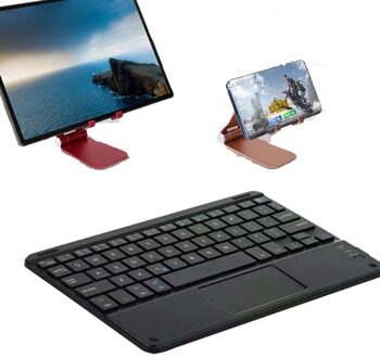 Mobiele Telefoon 59 Toetsen Wireless Bluetooth Keyboard Voor Iphone Ipad Android Tablet Pc Universal Portable Mini Toetsenbord Met Touchpad zwart