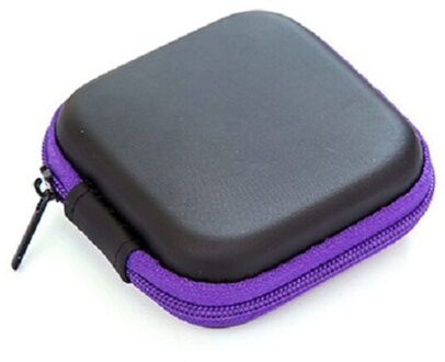 Mobiele Telefoon Accessoires Hoofdtelefoon Case Hard Box Tas Voor Apple Airpods Earpods Usb Kabel Lader Card Draagbare Opslag Pakket klein paars