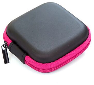 Mobiele Telefoon Accessoires Hoofdtelefoon Case Hard Box Tas Voor Apple Airpods Earpods Usb Kabel Lader Card Draagbare Opslag Pakket klein roos rood
