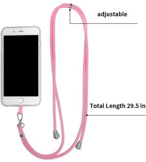 Mobiele Telefoon Bandjes Multifunctionele Opknoping Hals Netto Touw Lange Lanyard Voor Telefoons Toetsen Mobiele Telefoon Verstelbare lanyard 02 roze