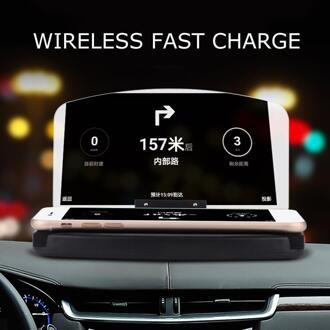 Mobiele Telefoon Beugel Hud Auto Navigatie Projector Head-Up Display Qi Draadloze Oplader Auto Bracket fast charge
