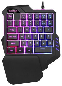 Mobiele Telefoon Gaming Toetsenbord Macro Opname Toetsen 35Keys Mini Usb Enkele Hand 6400Dpi Bedrade Muis Combo 7 Kleuren backlight Keyboard enkel en alleen