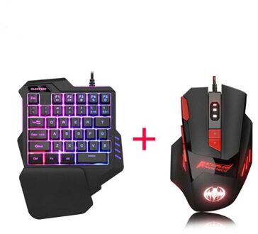 Mobiele Telefoon Gaming Toetsenbord Macro Opname Toetsen 35Keys Mini Usb Enkele Hand 6400Dpi Bedrade Muis Combo 7 Kleuren backlight Keyboard muis combo