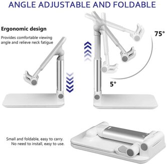 Mobiele Telefoon Klaptafel Stand Telescopische Telefoon Houder Beugel Voor Ipad Iphone Android Telefoons Beige