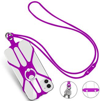Mobiele Telefoon Lanyards Ring Houder Voor Smart Telefoon Siliconen Sport Telefoon Strap Houder Case Hals Opknoping Touw Sling paars