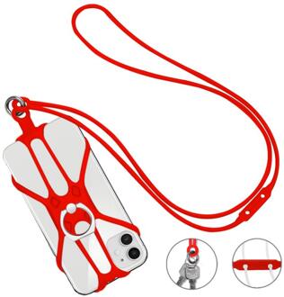 Mobiele Telefoon Lanyards Ring Houder Voor Smart Telefoon Siliconen Sport Telefoon Strap Houder Case Hals Opknoping Touw Sling rood