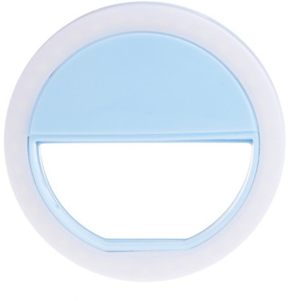 Mobiele Telefoon Licht Clip Selfie Vullen Licht Led Auto Flash Schoonheid Lens Ronde Draagbare Selfie Zaklamp Fotografie Make-Up Spiegel USB blauw