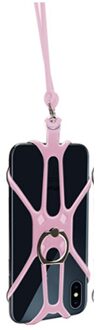 Mobiele Telefoon Straps Lanyard Voor Telefoon Siliconen Sport Telefoon Strap Mobiele Telefoon Lanyards Ring Houder Case Hals Opknoping Touw Sling roze