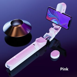Mobiele Telefoon Telescopische Bluetooth Selfie Stok Telefoon Houder Statief Handheld Gimbal Monopod Voor Iphone Samsung Huawei Roze