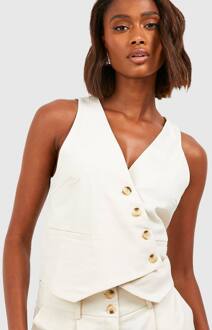 Mock Horn Asymmetric Tailored Waistcoat, Ecru - 44