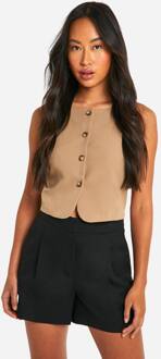 Mock Horn Tank Met Vierkante Hals, Mocha - 44