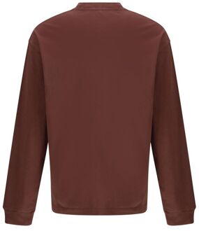 Mock Neck Ontspannen Lange Mouwen Top Bruin