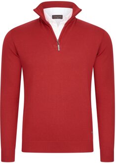 Mock zip pullover - maat M Rood