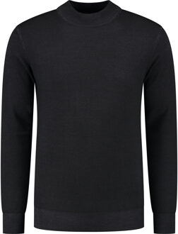 Mockneck Pullover Merino/Stretch Black   XL Zwart