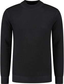 Mockneck Pullover Merino/Stretch Black  XL Zwart