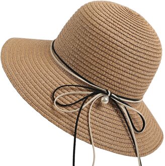 Moda Feminina Verão Praia Zonnehoed Strik Respirável Palha Chapéu Floppy Casual Ao Ar Livre Temperamento Protetor Solar Chapéus khaki