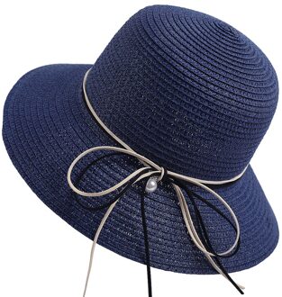 Moda Feminina Verão Praia Zonnehoed Strik Respirável Palha Chapéu Floppy Casual Ao Ar Livre Temperamento Protetor Solar Chapéus marine