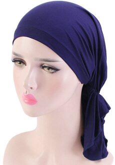 Modal Katoen Chemo Cap Voor Vrouwen Zachte Comfortabele Haaruitval Dragen Headwrap Dames Haaruitval Ademende Hoed Bandana Marineblauw