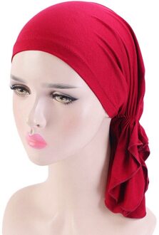 Modal Katoen Chemo Cap Voor Vrouwen Zachte Comfortabele Haaruitval Dragen Headwrap Dames Haaruitval Ademende Hoed Bandana wijn rood