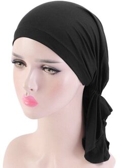 Modal Katoen Chemo Cap Voor Vrouwen Zachte Comfortabele Haaruitval Dragen Headwrap Dames Haaruitval Ademende Hoed Bandana zwart