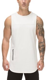 Modal Mannen Sport Vest Fitness Running Training Sneldrogende Vest Slanke Ademend Mouwloze Mannen Gym Tank Top wit / M