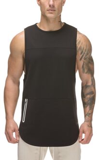 Modal Mannen Sport Vest Fitness Running Training Sneldrogende Vest Slanke Ademend Mouwloze Mannen Gym Tank Top zwart / M