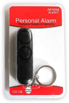 Mode 120dB Anti-Verkrachting Apparaat Dual Speakers Luid Alarm Alert Attack Panic Veiligheid Personal Security Sleutelhanger Tas Hanger zwart