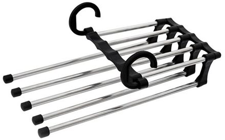 Mode 5 In 1 Broek Rack Planken Rvs Kleerhangers Voor Home Multifunctionele Garderobe magische Hanger zwart
