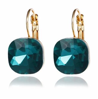 Mode 6 Kleuren Blauw Strass Mode Kristal Vrouwen Oorbellen Witte Vierkante Dangle Oorbellen Voor Vrouwen Trendy Sieraden groen
