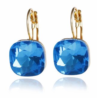 Mode 6 Kleuren Blauw Strass Mode Kristal Vrouwen Oorbellen Witte Vierkante Dangle Oorbellen Voor Vrouwen Trendy Sieraden