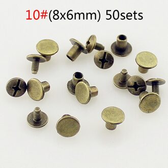 Mode 8 Ontwerpen Brons Screwback Spike Punk Rock Klinknagels Voor Leer Craft Legering Set Kegel Klinknagel Doornen Diy Kleding Accessoires 10(8x6mm)50stk