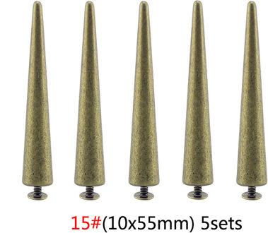 Mode 8 Ontwerpen Brons Screwback Spike Punk Rock Klinknagels Voor Leer Craft Legering Set Kegel Klinknagel Doornen Diy Kleding Accessoires 15(10x55mm)5stk