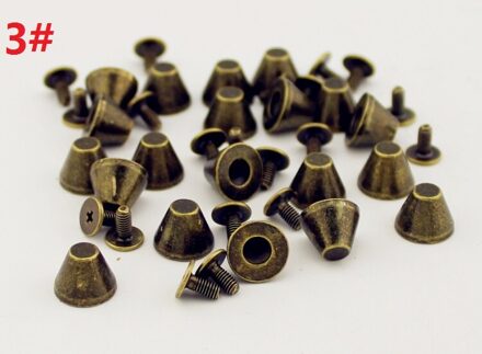 Mode 8 Ontwerpen Brons Screwback Spike Punk Rock Klinknagels Voor Leer Craft Legering Set Kegel Klinknagel Doornen Diy Kleding Accessoires 3(10x8mm)20stk