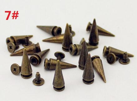 Mode 8 Ontwerpen Brons Screwback Spike Punk Rock Klinknagels Voor Leer Craft Legering Set Kegel Klinknagel Doornen Diy Kleding Accessoires 7(7x19mm)20stk