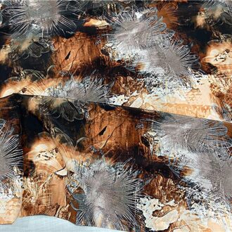 Mode Abstracte Bloemen Printing Pure Natuurlijke Zijde Crêpe De Chine Zijde, SCDC1315 1 meter