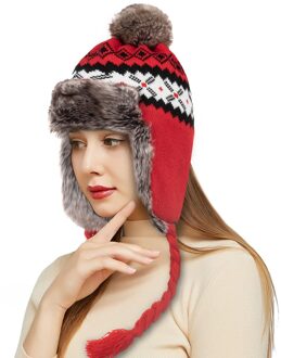 Mode Accessoires Outdoor Winter Neutral Warm Gehoorbescherming Hoeden Herfst Gebreide Wollen Comfortabele Hoed Шапка Женская rood