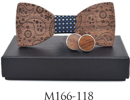 Mode Accessoires Plaids Womens Mens Strik Bowtie Klassieke Gesneden Print Hout Creatieve Strikjes Stropdas Wedding Party Set M166-118
