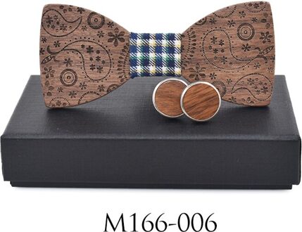 Mode Accessoires Plaids Womens Mens Strik Bowtie Klassieke Gesneden Print Hout Creatieve Strikjes Stropdas Wedding Party Set M166-6
