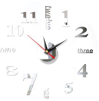 Mode Acryl Romeinse Spiegelwand Sticker Wandklok Modern 3D Diy Grote Decoratieve Wandklokken Horloge Home Decor Zilver