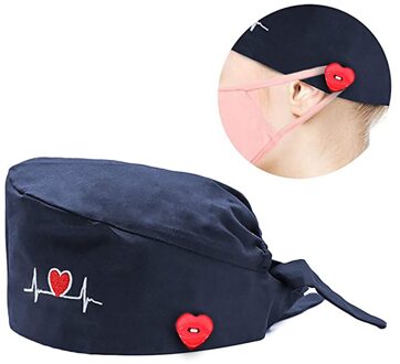 Mode Ademend Scrub Cap Gedrukt Button Werk Hoed Casual Unisex Outdoors Verpleegkundige Werk Hoed Voor Thuis Werknemer Outdoor marine