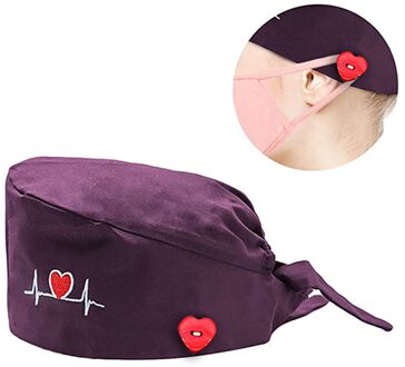 Mode Ademend Scrub Cap Gedrukt Button Werk Hoed Casual Unisex Outdoors Verpleegkundige Werk Hoed Voor Thuis Werknemer Outdoor paars
