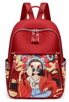 Mode Afdrukken Chinese Stijl Vrouwen Rugzak Tassen Voor Vrouwen Sac Femme Mochila Mujer Bolsa Feminina Rugzak Vrouwen Rood