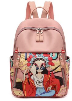 Mode Afdrukken Chinese Stijl Vrouwen Rugzak Tassen Voor Vrouwen Sac Femme Mochila Mujer Bolsa Feminina Rugzak Vrouwen Roze