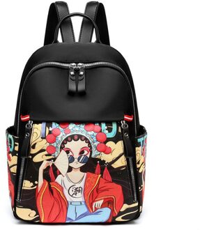 Mode Afdrukken Chinese Stijl Vrouwen Rugzak Tassen Voor Vrouwen Sac Femme Mochila Mujer Bolsa Feminina Rugzak Vrouwen zwart